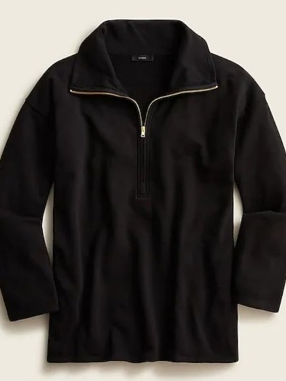 J. Crew Black Half-Zip Pullover Sweatshirt with Zipper Oversized